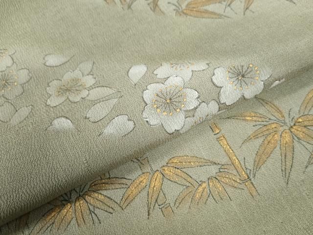 平和屋着物○訪問着 駒刺繍 舞桜文 金彩 仮絵羽 正絹