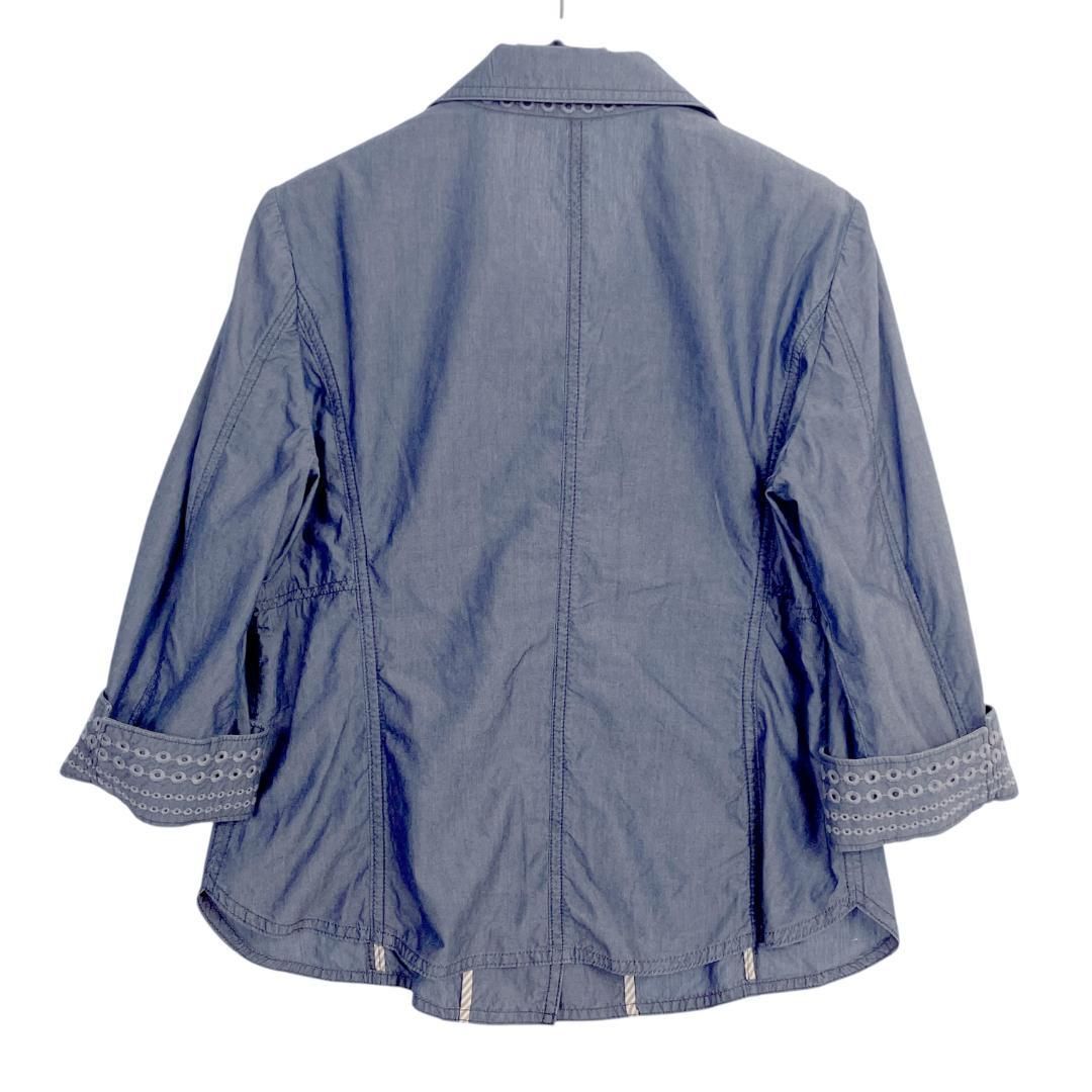 美品】 Leilian レリアン 11 綿 薄手 7部丈 ジャケット ブルー