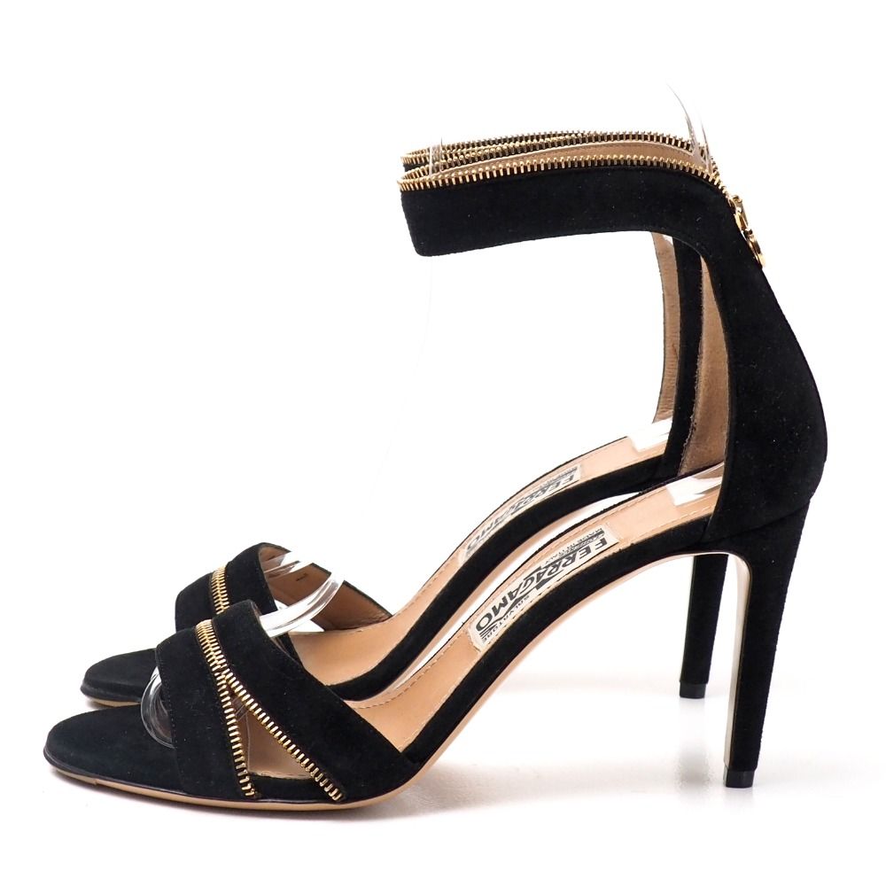 Salvatore Ferragamo サルヴァトーレフェラガモ RONETTE ロネッツ サンダル サイズ7C スエード アンクル ジップアップ ハイヒール 靴 ブランド古着 20250922|RA6117