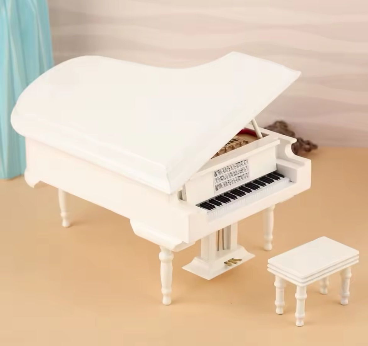 ドールハウス フィギュア グランドピアノ ホワイト 20×14×11cm