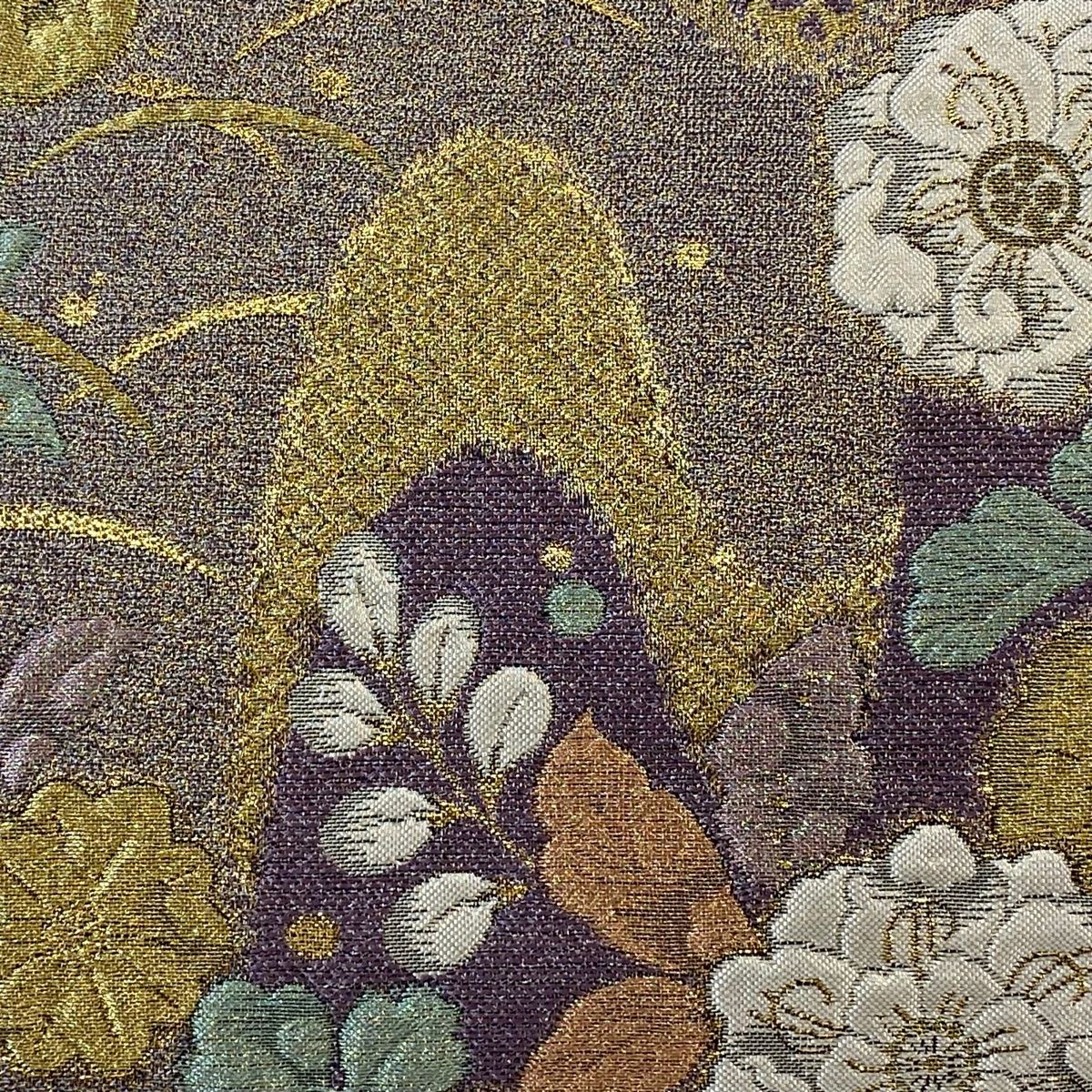 袋帯 美品 名品 手先通り やまと 辻が花柄 青海波 金糸 箔 薄紫 袋帯 美品 名品 手先通り やまと 辻が花柄 青海波 金糸 箔 薄紫