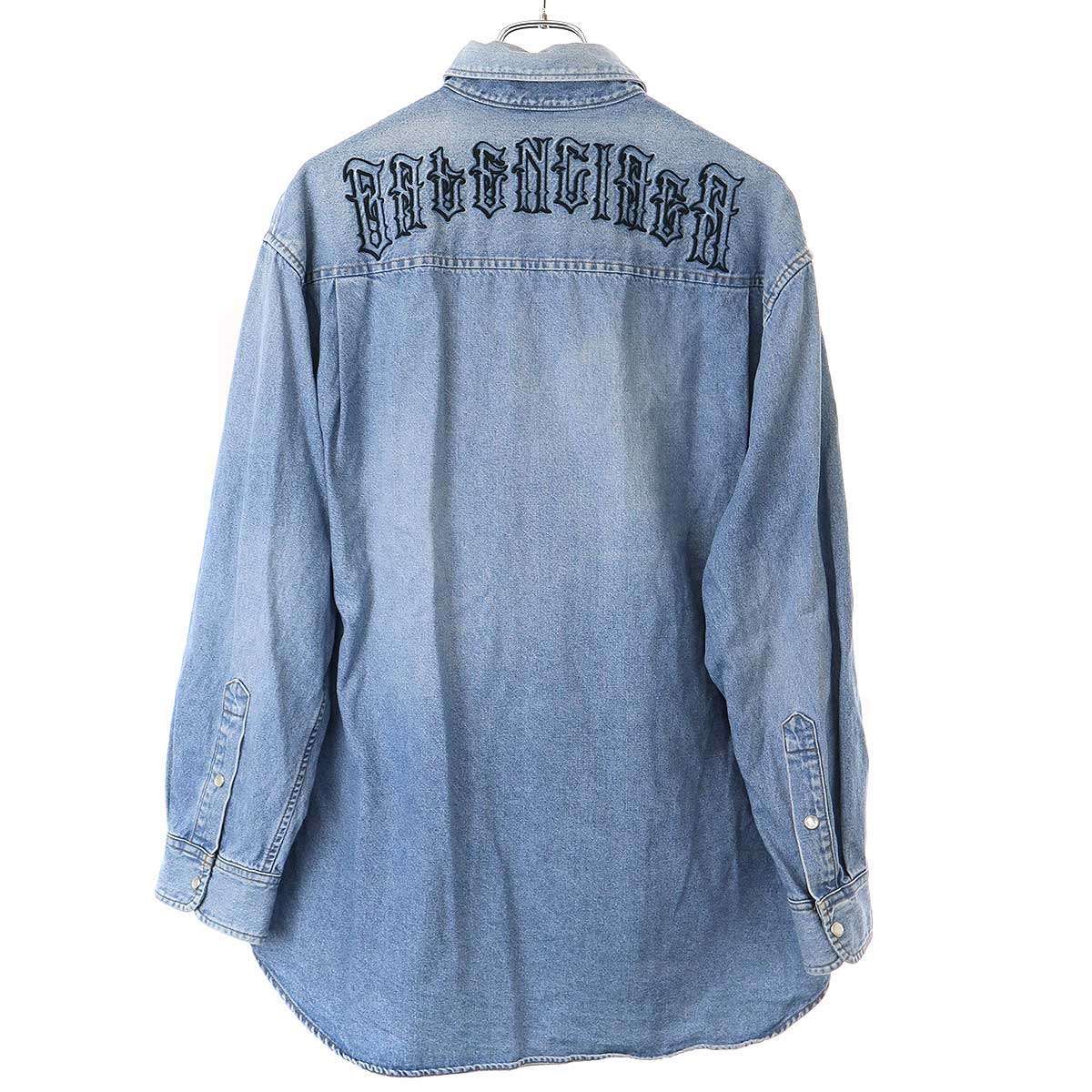 BALENCIAGA バレンシアガ バックロゴ刺繍スナップデニムシャツ 571457 