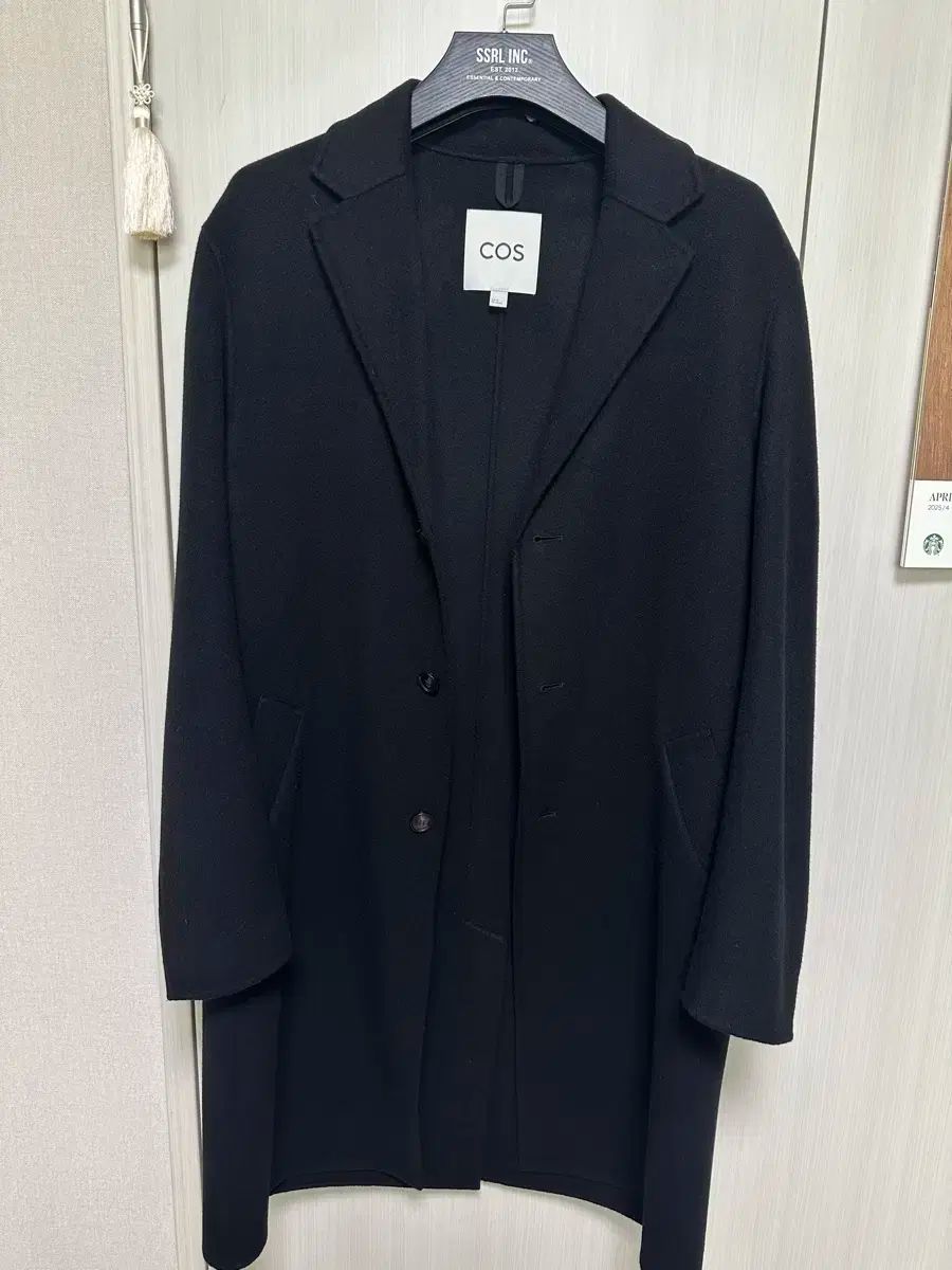 46 COS リラックスフィット ウール コート 黒