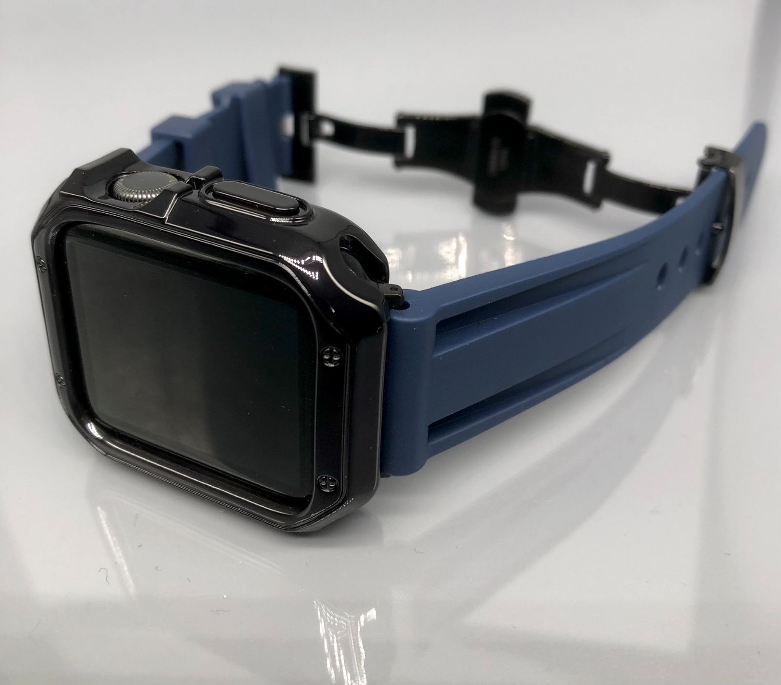 GimelZayinセット カスタム ネイビー ブラック アップルウォッチバンド ラバーベルト Apple Watch カバー ケース メンズ  レディース 38mm 40mm 41mm 42mm 44mm 45mm メンズ レディース