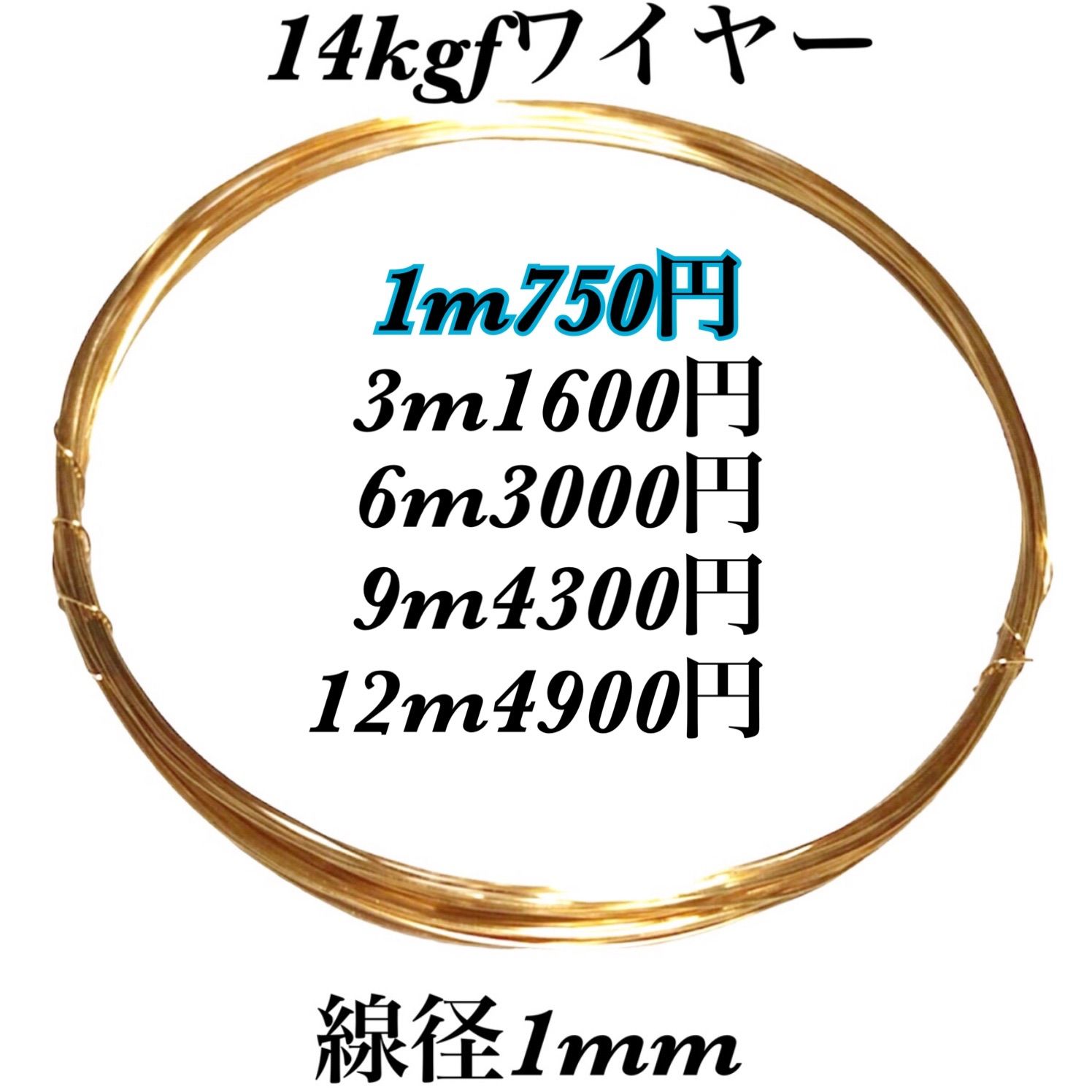 【9m】線径1mm 14kgfソフトワイヤー　ハンドメイド