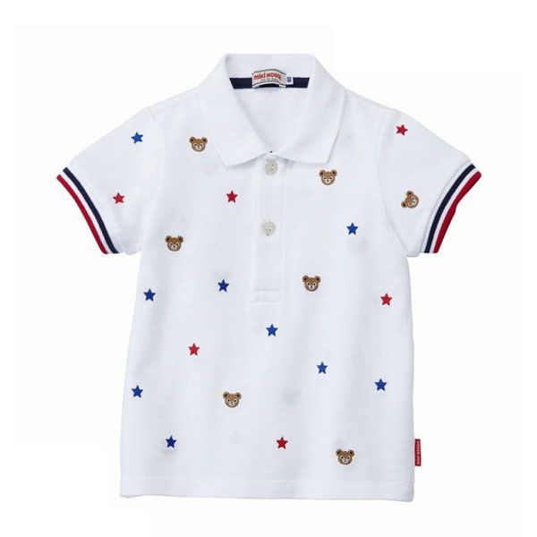 ミキハウス正規販売店|ミキハウス mikihouse プッチー プチ刺繍入り半袖ポロシャツ 90cm 白 01