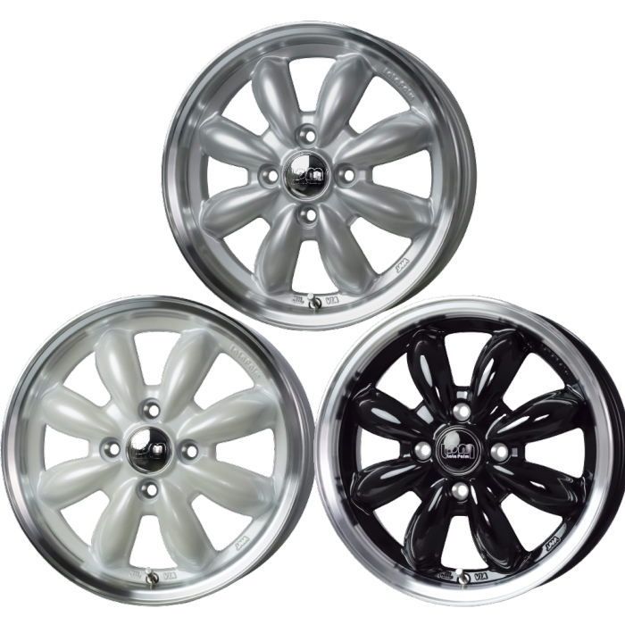 14インチ 4穴 100 4.5J ララパーム カップ2 シルバーorホワイトorブラック ホイール単品 4本セット