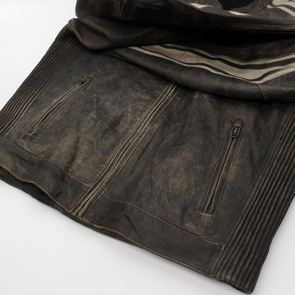 ユーロ古着 polo レーシングライダースジャケット アームロゴ バック