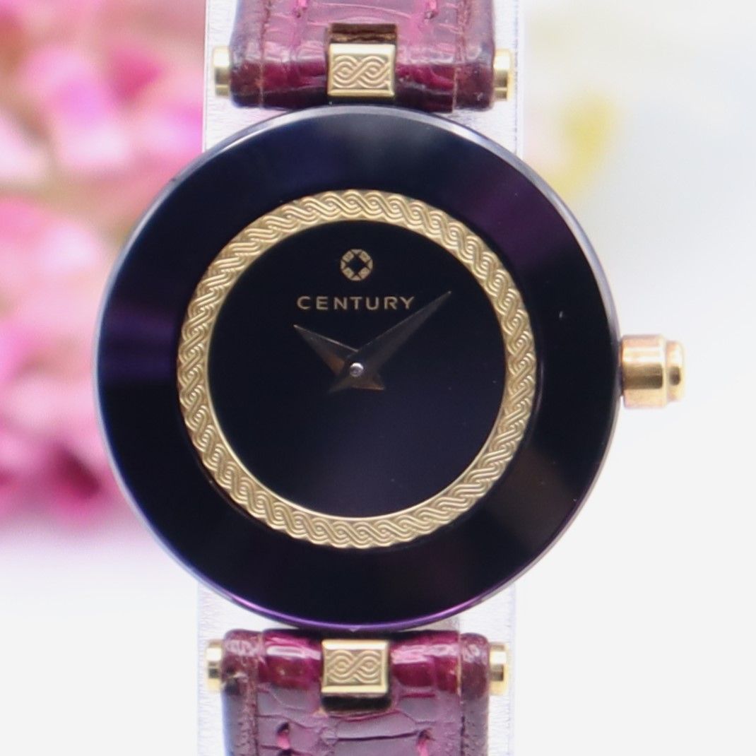 CENTURY クォーツ腕時計 紫色 センチュリー タイムジェム クォーツ