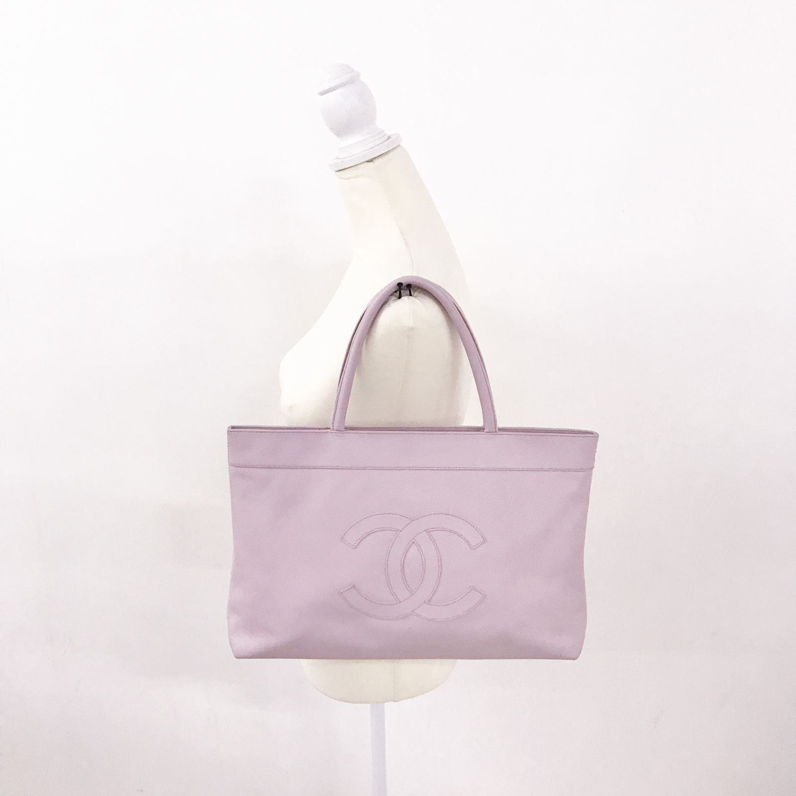 シャネル CHANEL キャビアスキン トートバッグ ピンク系