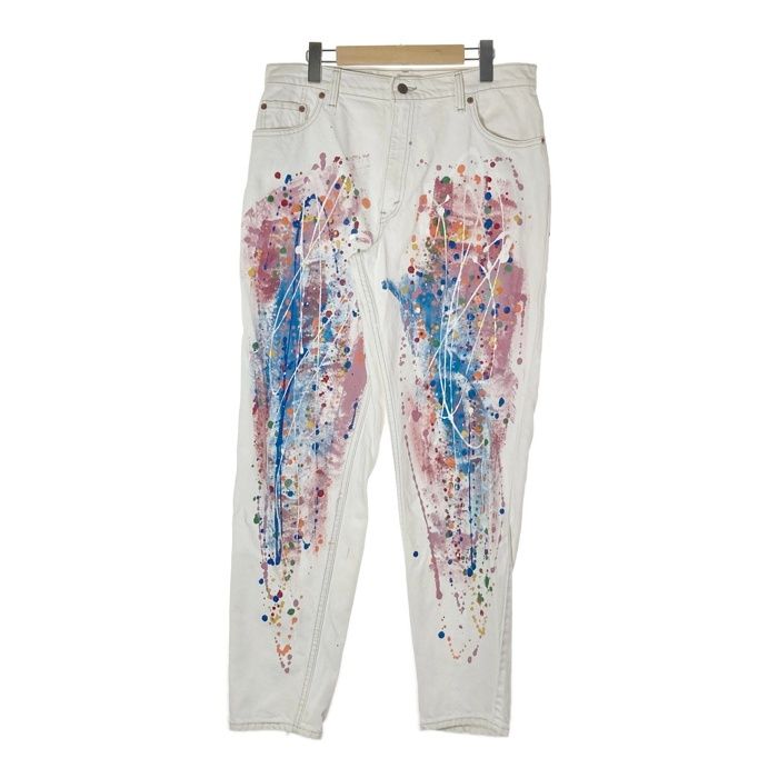 Levi's リーバイス 550 ボタン裏332 カラーデニムパンツ ペイント加工 生成り size-