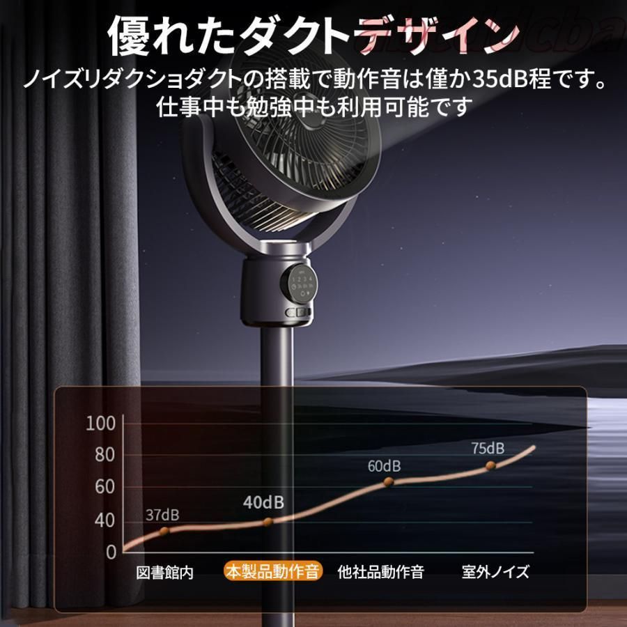扇風機 サーキュレーター 3D首振り リビングファン DCモーター 9時間タイマー 静音 省エネ 5段階風量 USB充電式 コードレス扇風機 送風 高 WWW_KANDAIZUMI_COM