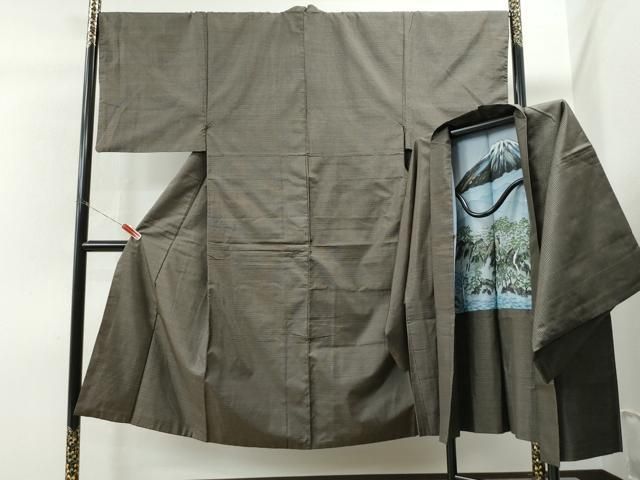 平和屋着物○男性 本場大島紬 アンサンブル 格子 正絹 逸品 DAAS2438tw  