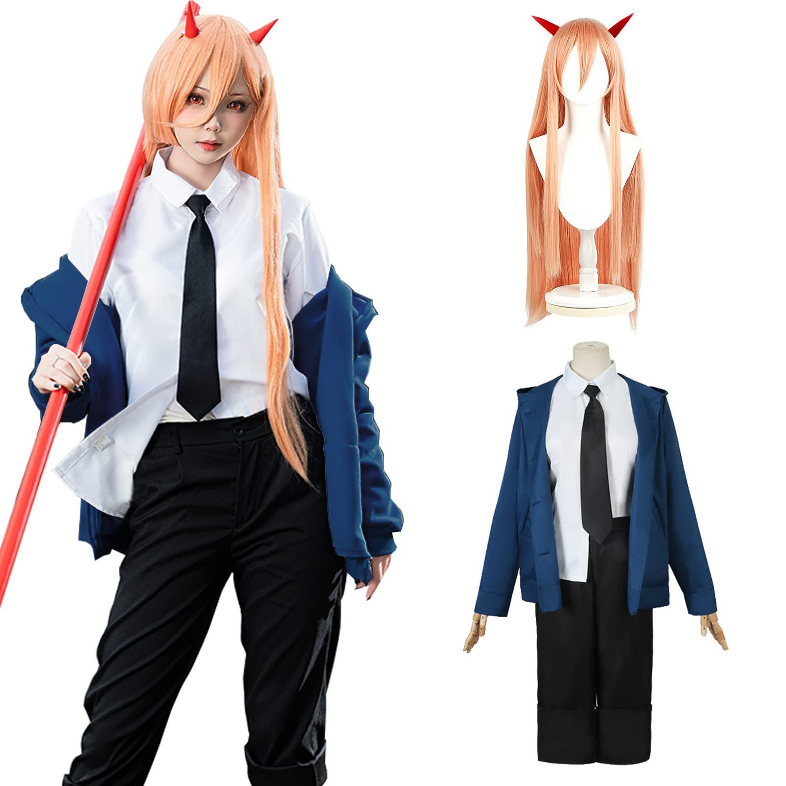 コスチューム ステージ服 パワー 文化祭 cosplay 大人用 仮装 青い 青い 血の悪魔 ウィッグ付き ウィッグ付きL コスプレ パワー 神併