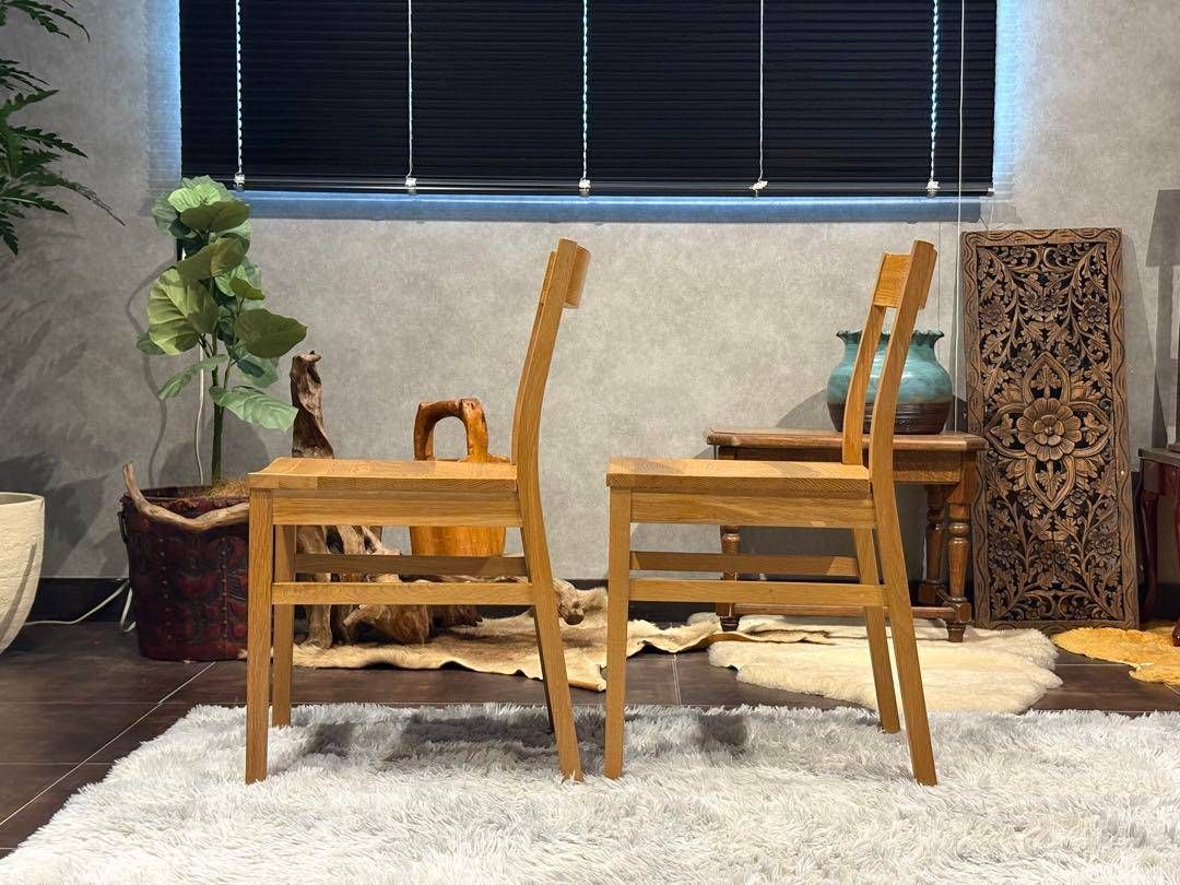 良品計画　オーク材　無垢材　シンプル　ナチュラル　ウッドチェア 2脚セット　SZ 良品計画 オーク材 無垢材 シンプル ナチュラル ウッドチェア 2
