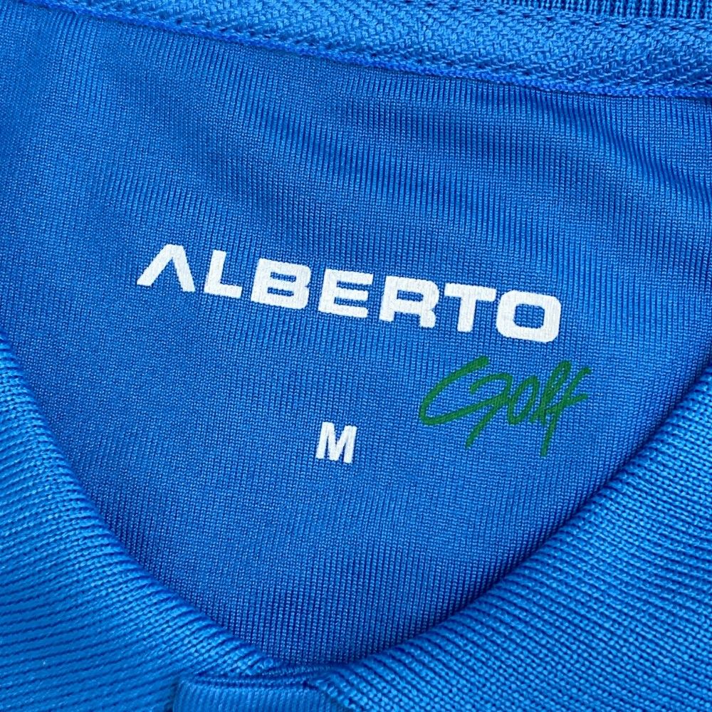 サイズ：M ALBERTO アルベルト 半袖ポロシャツ 花柄 ブルー系