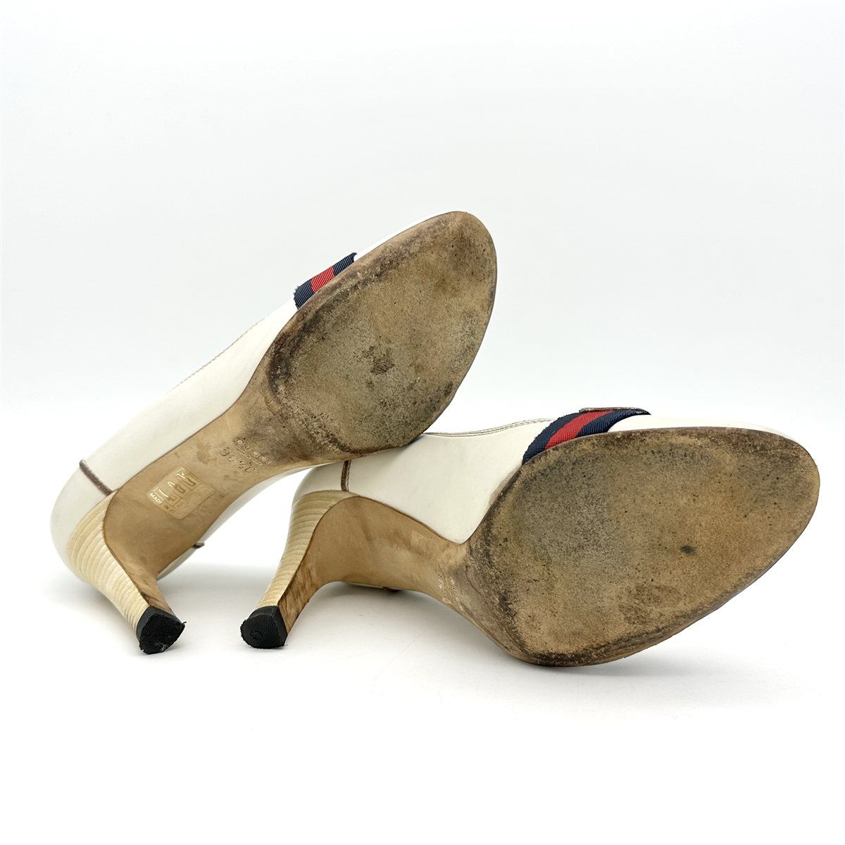 □希少□ GUCCI ハイヒール 本革 GG柄 シェリーライン ホワイト 2374T  