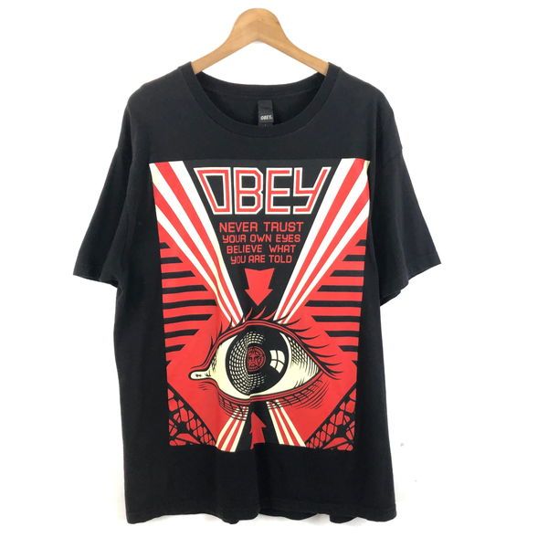 【古着】 OBEY オベイ Tシャツ YOUR OWN EYES ブラック系 メンズL 【中古】 n051644