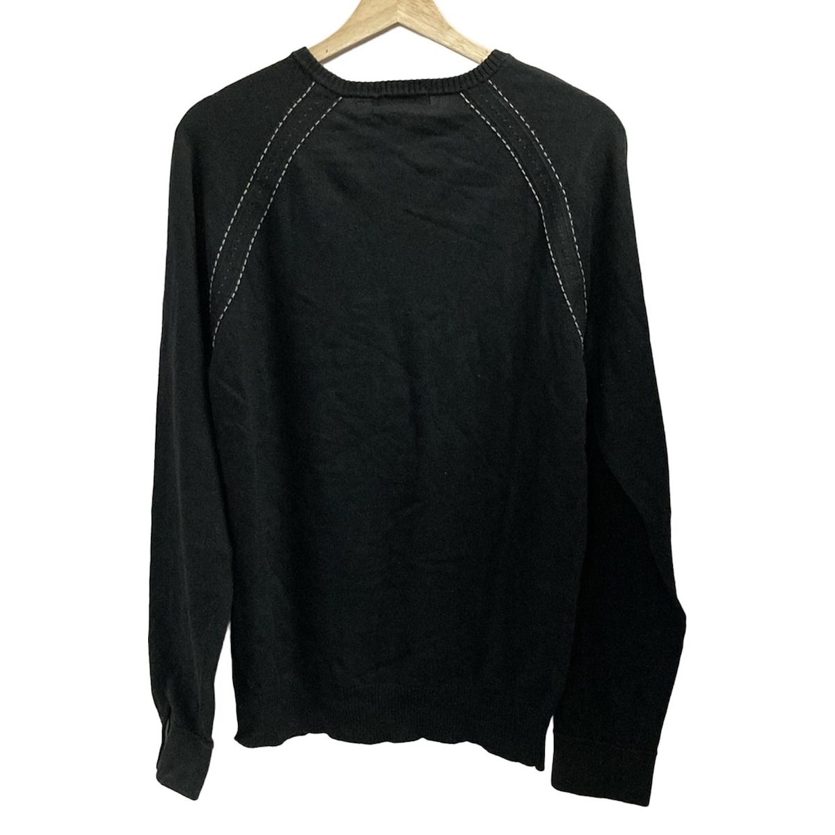 Burberry Black Label バーバリーブラックレーベル 長袖セーター サイズ3 L メンズ - 黒×ライトグレー Vネック 刺繍
