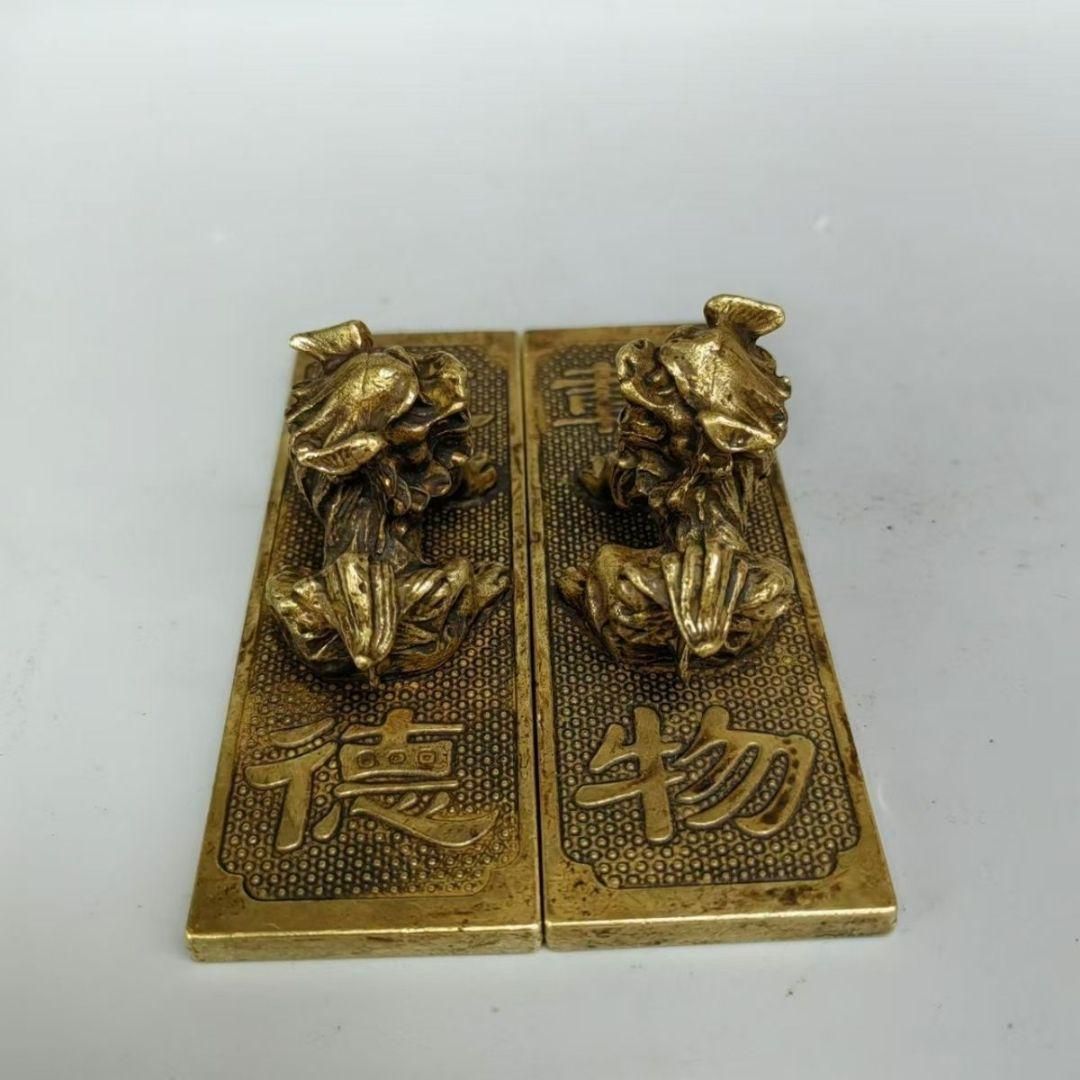 鎮尺 鎮紙 銅器 獅子 寧静致遠 圧尺 書道 工芸品 美術品 置物 鎮尺 獅子厚徳載物方形鎮紙 銅器 工芸品 置物 - メルカリ