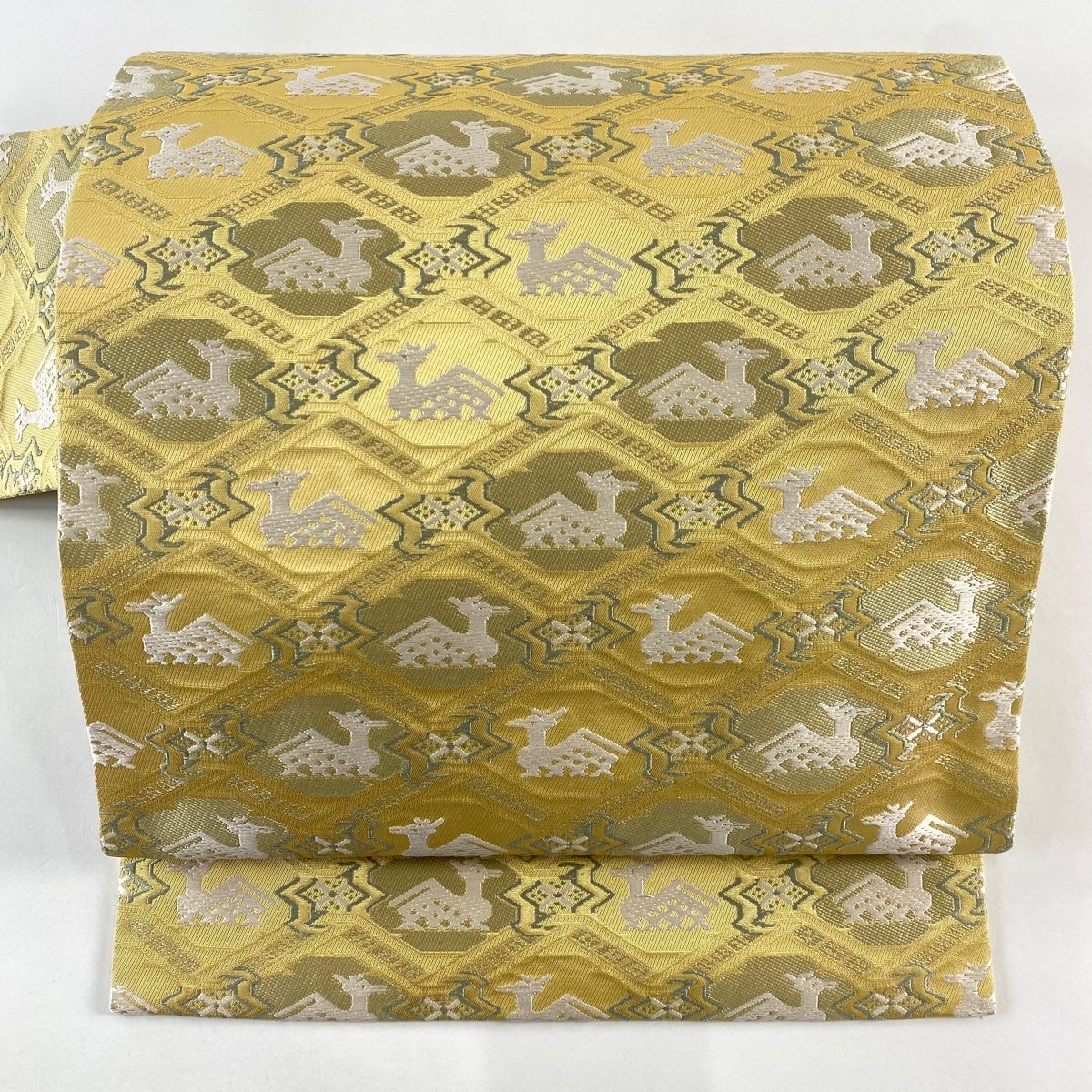 名古屋帯 秀品 有栖川文 箔 薄黄土色 正絹