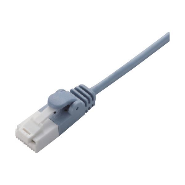 （まとめ）エレコムツメ折れ防止スリムLANケーブル(Cat6) ブルー 5.0m