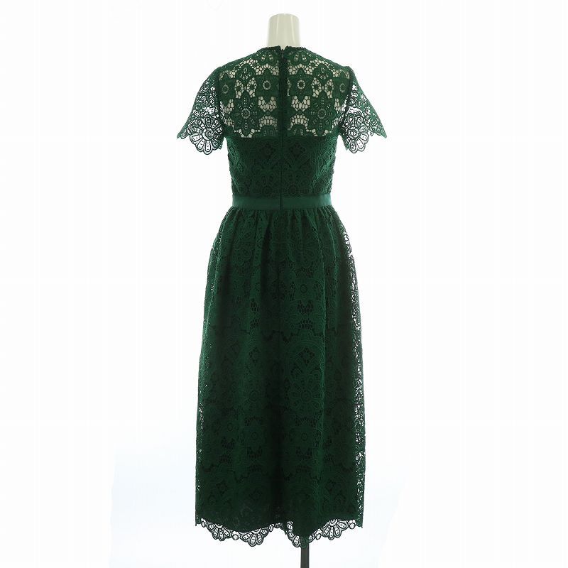 self portrait グリーン　ドレスワンピース セルフポートレイト self-portrait DARK GREEN FLORAL GUIPURE