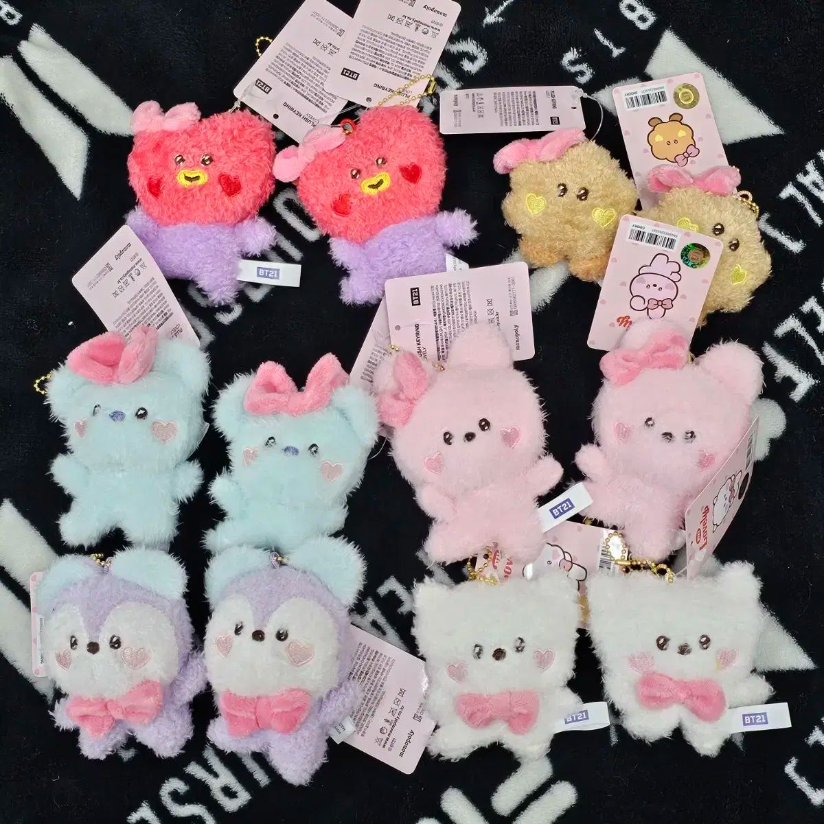 【雷市場（ポンジャン）商品韓国直送】 bt21 ミニニ MININI 可愛いわ ぬいぐるみ キーリング ぬい リボン