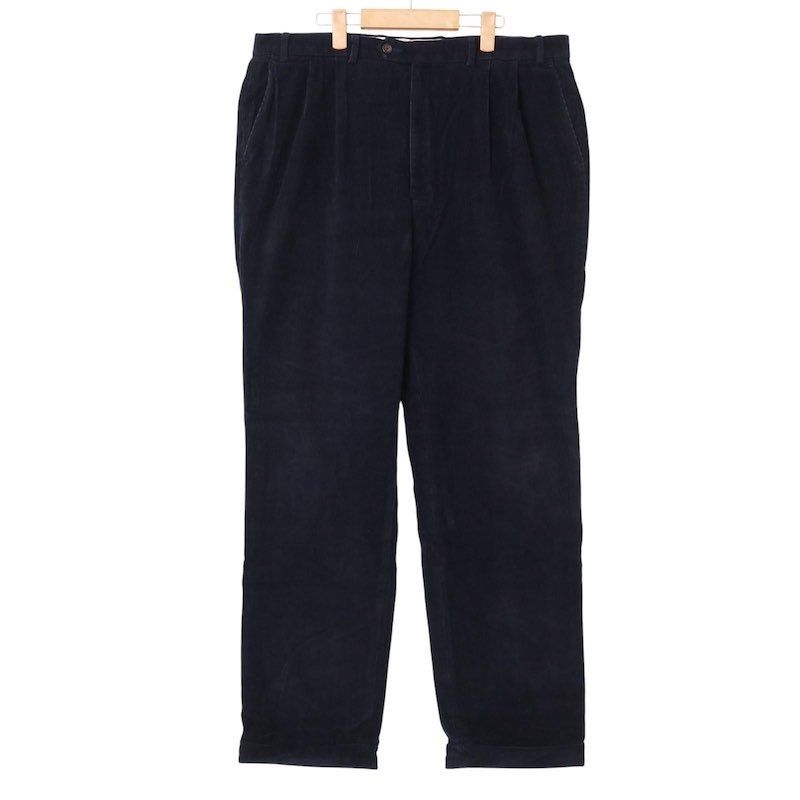 90 s 00 s LAUREN ローレンラルフローレン 2タック細畝コーデュロイパンツ W38 ネイビー hpc-0085