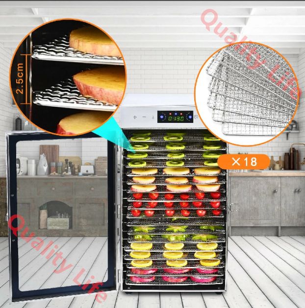 食品乾燥機 フードドライヤー 18層 ステンレス鋼 食品脱水機 果物 肉類 フード乾燥 タイマー付き 360°熱風循環加熱 業務用 家庭用 PSE認証济 WWW_KANDAIZUMI_COM