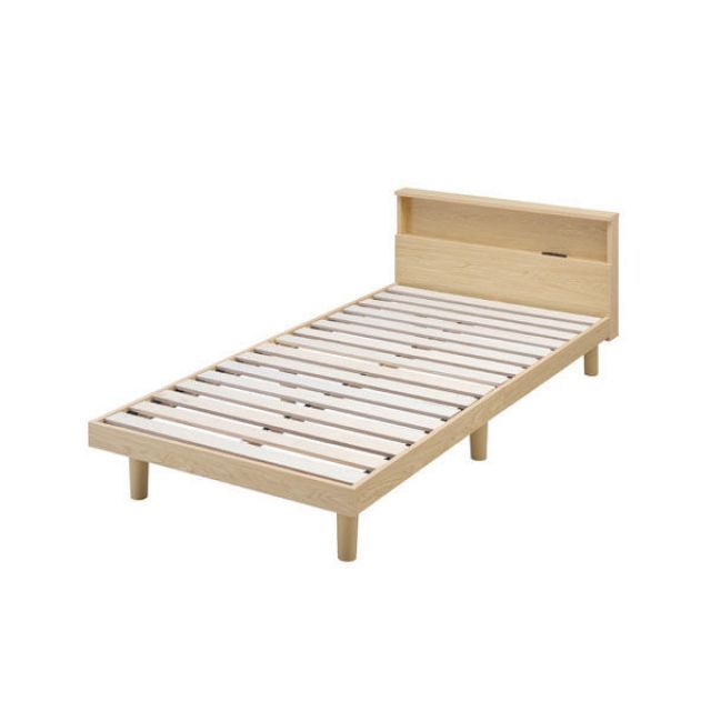 アイリスオーヤマ すのこベッド シングル SNB-S ナチュラル 通気性 2口コンセント付 ヘッドボード