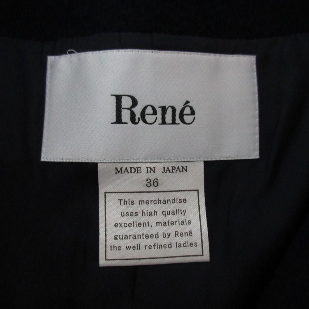 未使用 Rene ルネ ウール×アンゴラ ノーカラーコート 6043440 サイズ36