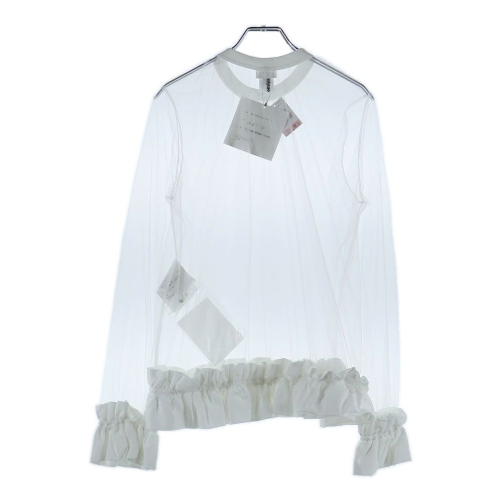 NOIR KEI ノワール ケイニノミヤ 25 SS ナイロンチュール 綿ポンチ 長袖シャツ カットソー ホワイト 3 O-T 018