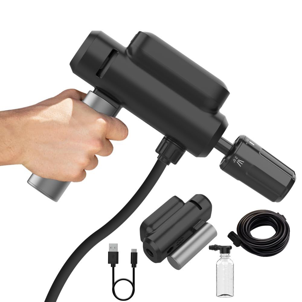 大人気 5つの噴射モード 5in1ノズル ハンディ高圧洗浄機 5mホース付き 充電式 家庭用 折りたたみ コンパクト 洗車 高圧洗浄機 自吸式 ポータブル コードレス ミニ洗車機
