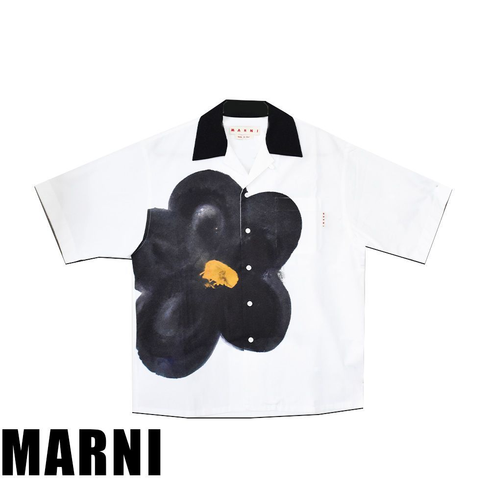 マルニ シャツ ボウリングシャツ メンズ ロゴ 半袖 おしゃれ 花柄