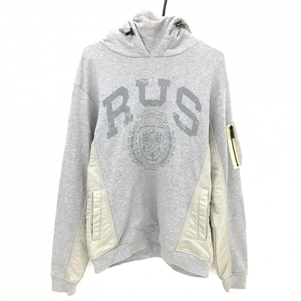 【Mサイズ】RUSSELUNO ラッセルノ　GOLF パーカー 美品】ラッセルノ ジップパーカー 黒×白 ルチャマスク 袖異素材