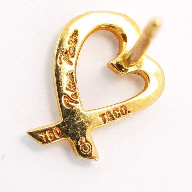 5jeb0312】ティファニー ピアス ラビングハート K18YG イエロー  