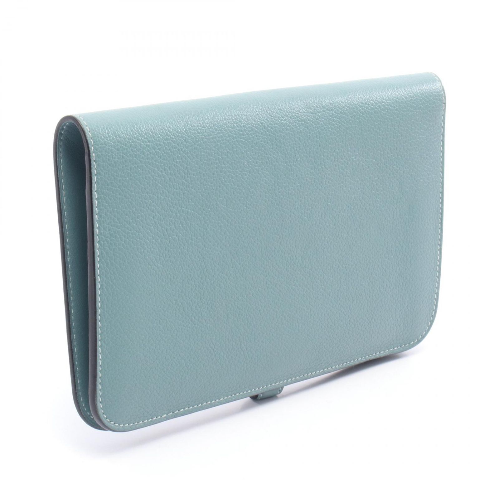 エルメス HERMES 二つ折り長財布 ドゴンGM ブルー系 レザー ドゴン