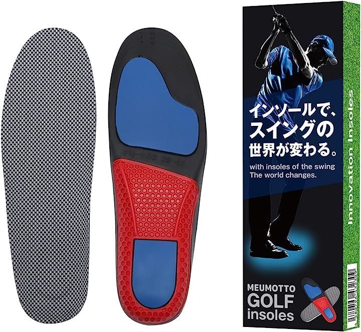 MEUMOTTO ゴルフ インソールプロ推奨中敷き 衝撃吸収 長時間サポート 24.5～26cm ブラックxレッド M 24.5～26cm