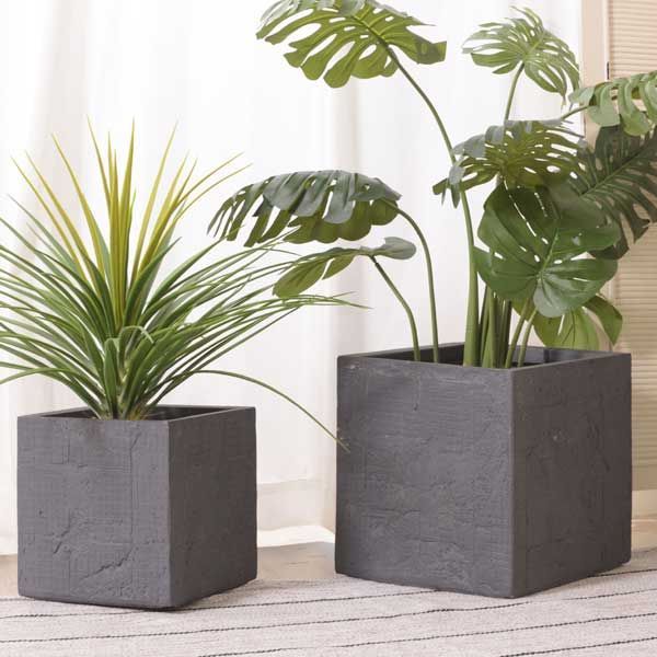 おしゃれなグリーンベース 角型 W31-2×D31-2×H28.5-32cm 素材 酸化マグネシウム No.209 底穴有り YUZUMIYA_COM