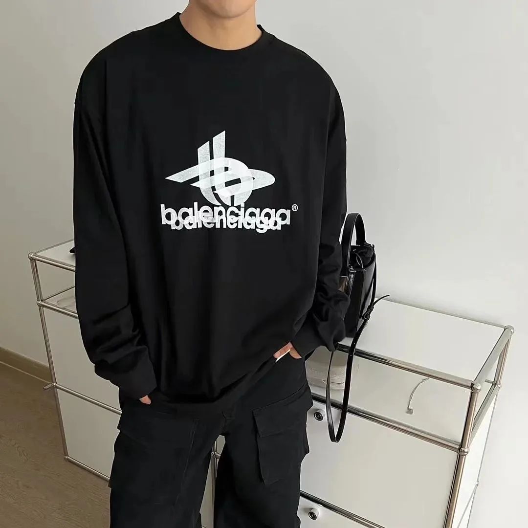 BALENCIAGA新型ダブルミラージュ長袖パーカーTシャツ男女同型