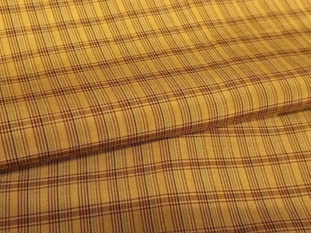 平和屋着物○黄八丈 紬 格子 正絹 逸品 AAAU8452zg 平和屋着物○黄