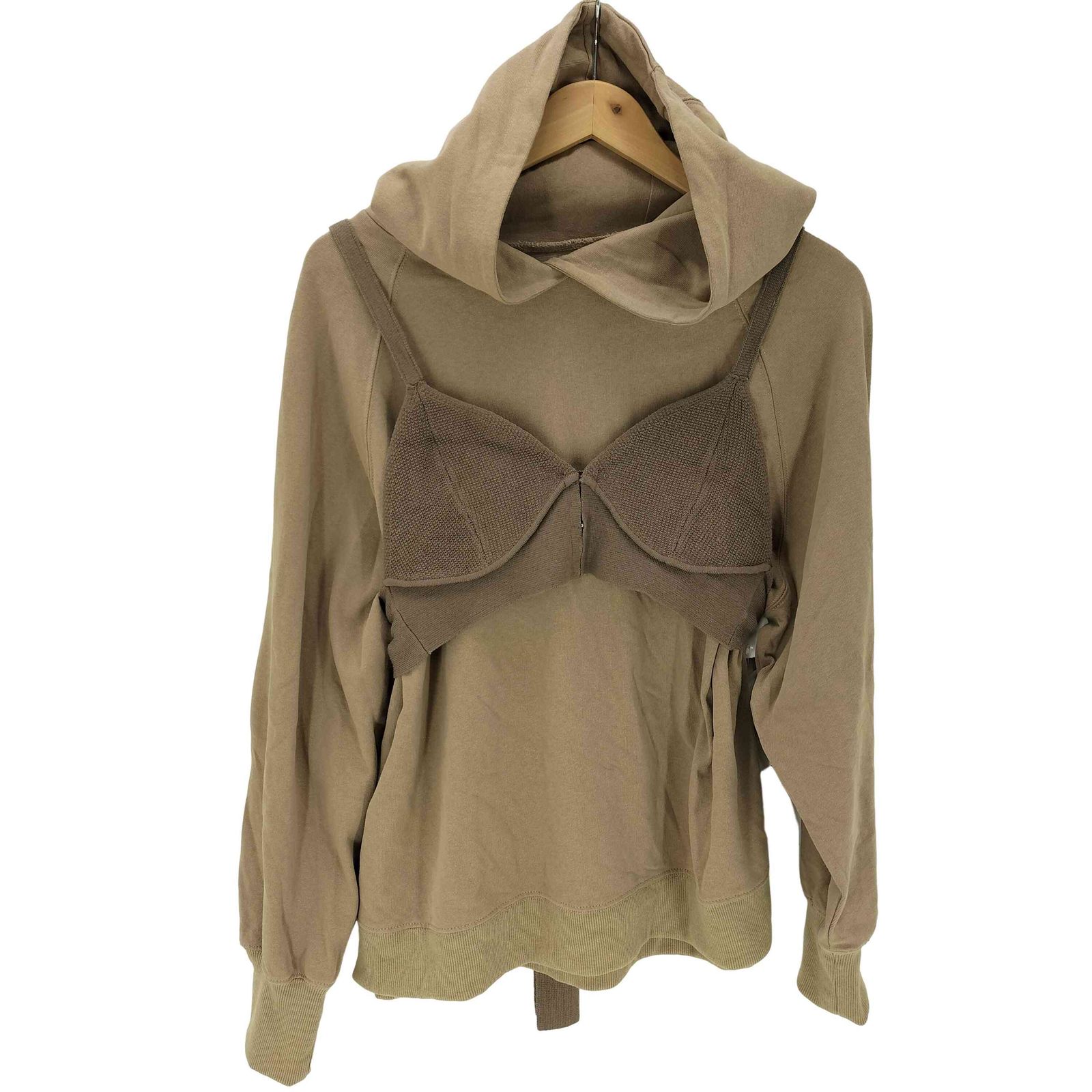Ameri VINTAGE - LAYERED BUSTIER HOODIE ベージュ　レイヤード　アメリ アメリヴィンテージ Ameri VINTAGE LAYERED BUSTIER HOODIE プル