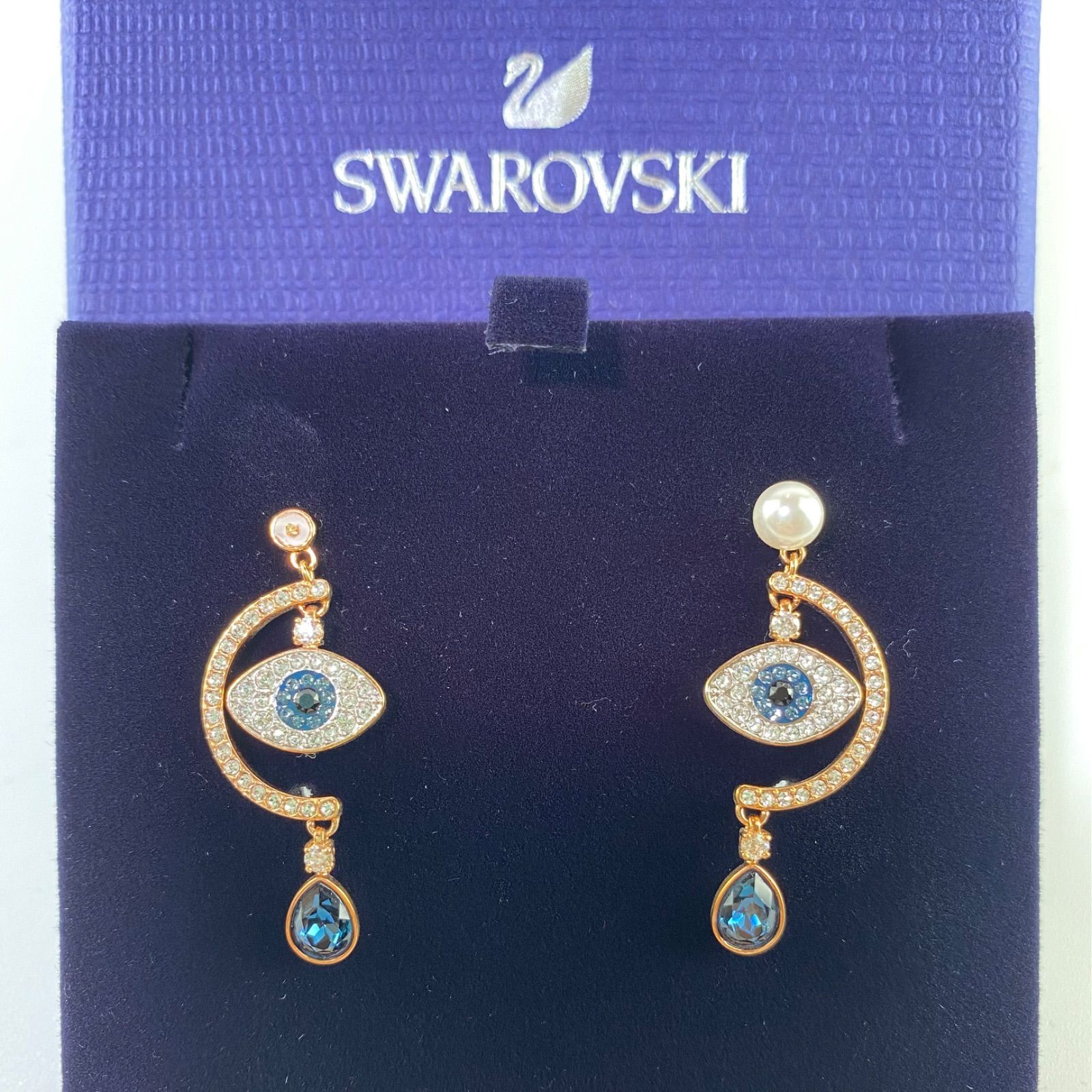 訳あり】SWAROVSKI スワロフスキー DUO EVIL EYE ピアス - AZABU BASE