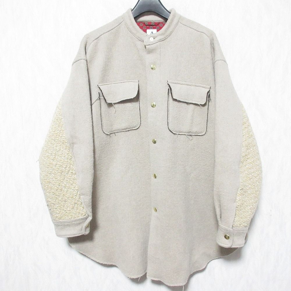 グランドセール 漫画 美品 YUUMI ARIA ユウミアリア WOOL C.P.O. STAND UP COLLAR シャツ+ブラウス(長袖+七分)