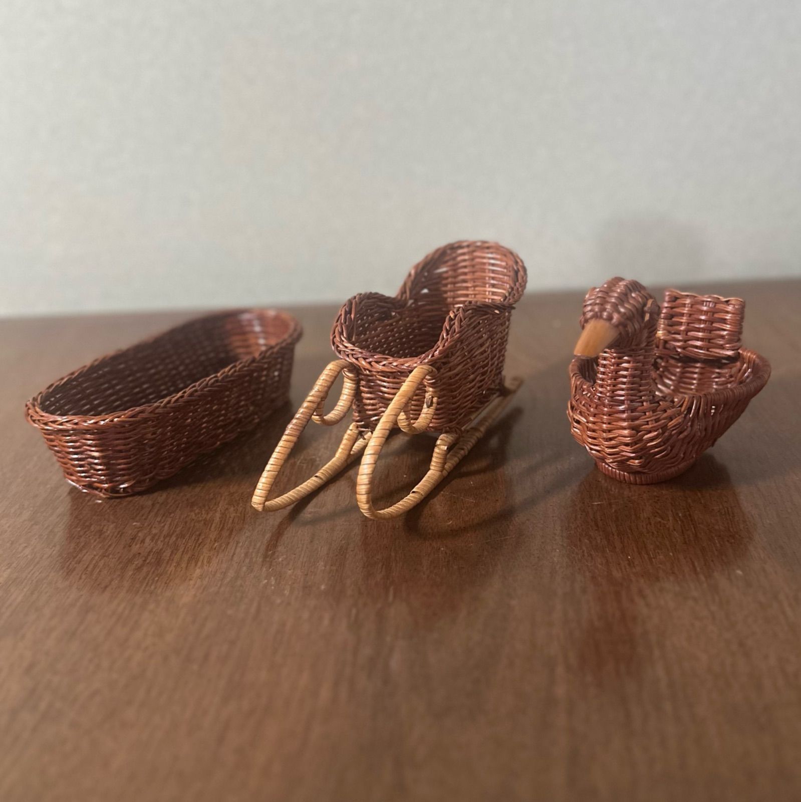 アタ製 アタ素材 ラタン 10点セット まとめて 卓上サイズ 置物 籠 カゴバスケット小物入れ プランター ミニ NEXPOTALLINN_EU