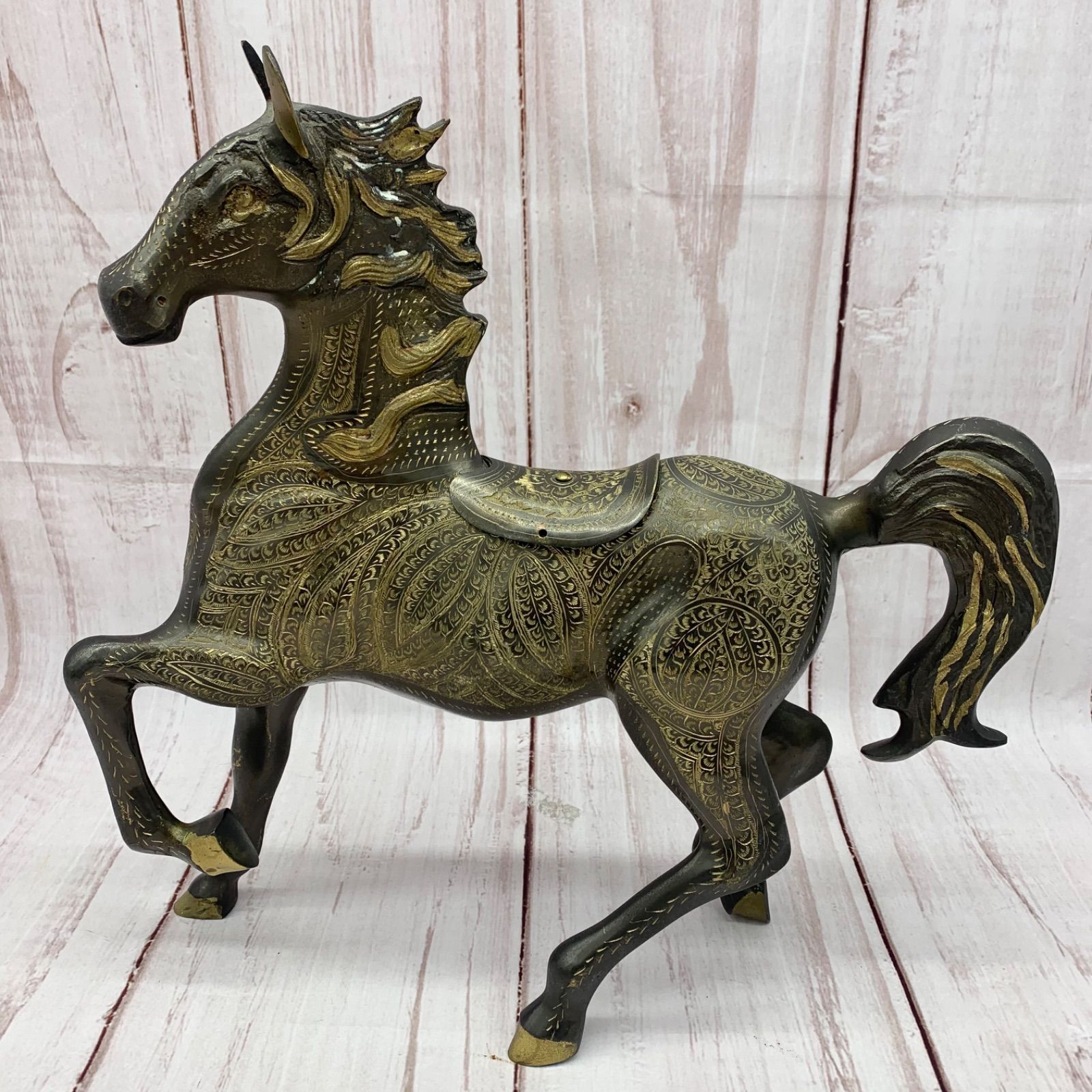 真鍮製金色の馬の置物 イタリア製 BRASS 真鍮雑貨 真鍮 馬 ブロンズ 置物 ホース 競馬