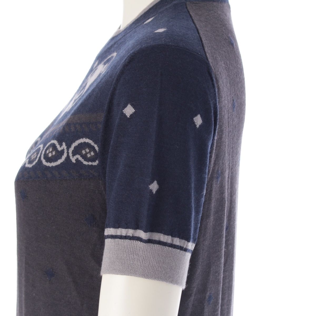 エルメス 22AW カシミヤ×シルク 宮廷の馬具 半袖 ニット
