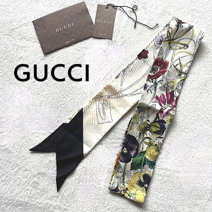 若者の大愛商品 GUCCI グッチ シルク フローラプリント スカーフ 花柄