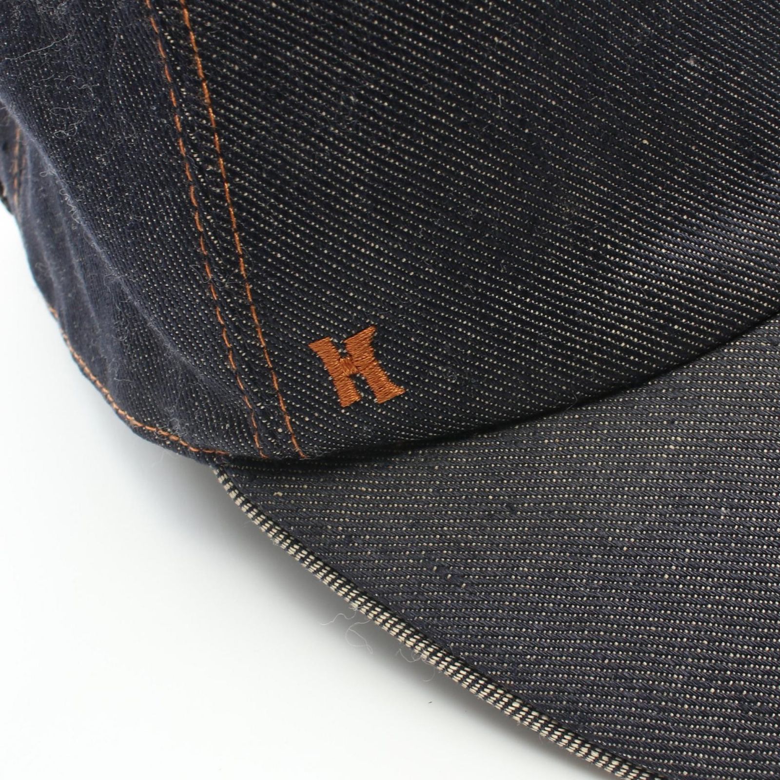 HERMES デニム レザー キャップ 57 エルメス HERMES 帽子 ナイロン
